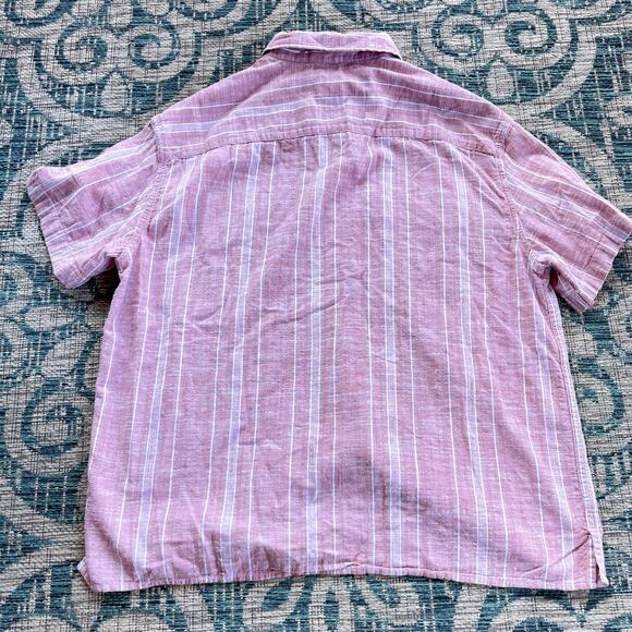American Eagle Men's Pink & White Striped Short‎ Sleeve Button-Down Shirt Size L - Picture 7 of 8